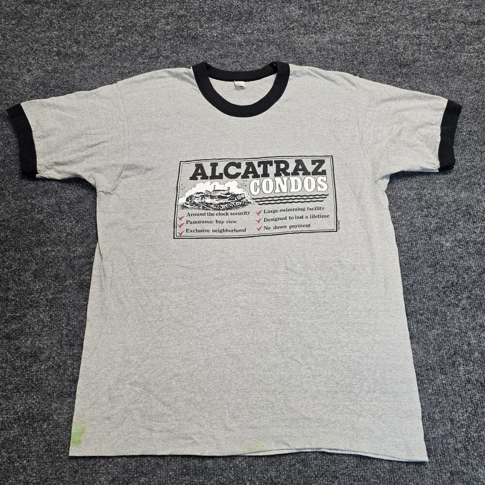 Vintage Screen Stars 80s Alcatraz Condos Shirt XL USA Made San Francisco FLAW